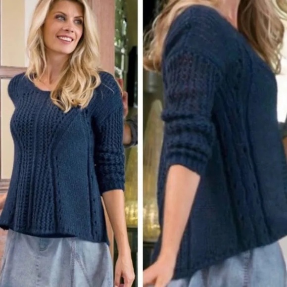 Soft Surroundings Navy Blue Lotta Mohair Blend Sweater - Picture 1 of 6